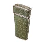 A George III silver-mounted shagreen etui, third quarter 18th century, of tapering form, the hing...