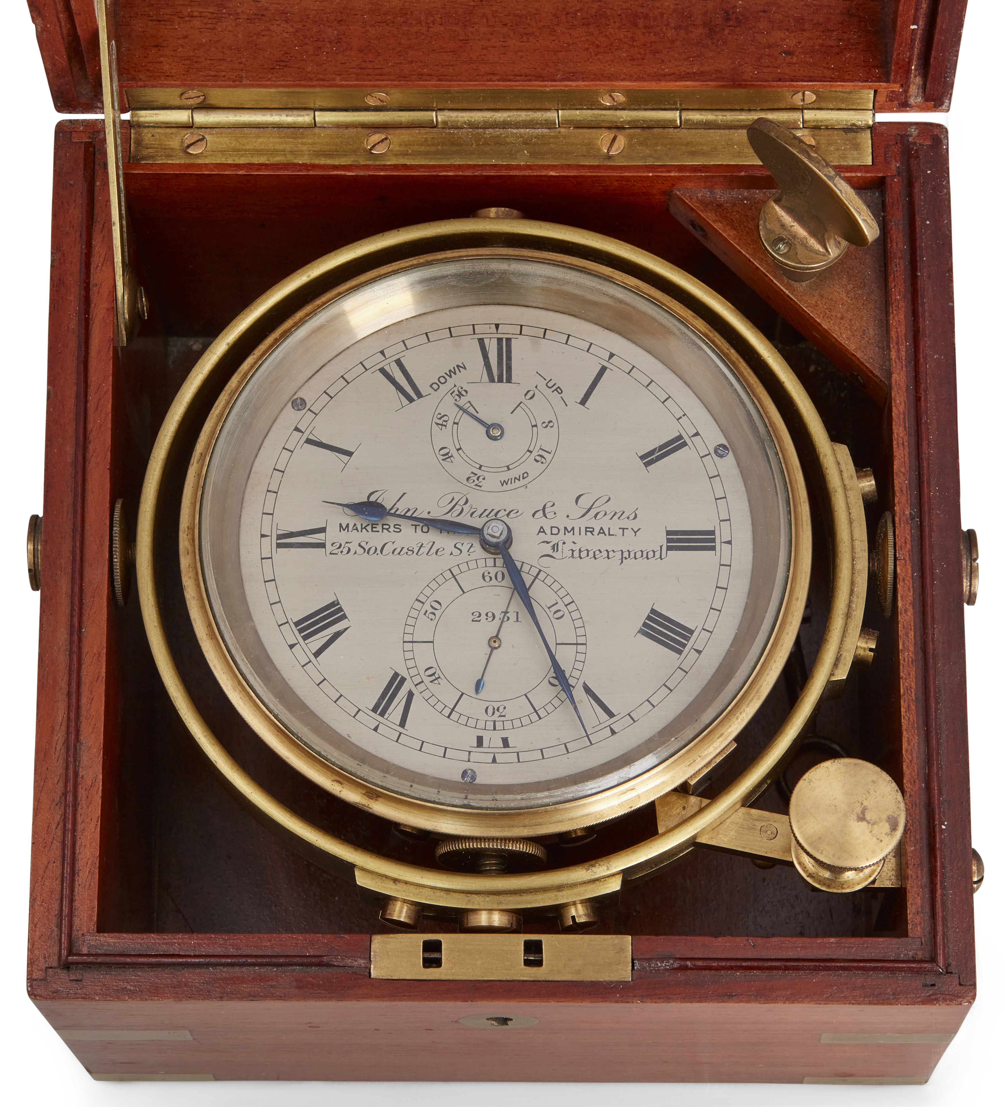 A mahogany two day marine chronometer, 1920's, the silvered dial with Roman numerals, signed John... - Image 2 of 2