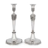 A pair of 19th century Prussian silver candlesticks, Breslau (now Wroclaw, Poland) 1804-1813, mak...