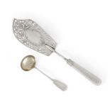 A late 19th century Russian silver fish slice, Moscow, c.1880, 84 standard, with maker's mark Cyr...