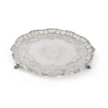 A George II silver salver, London, 1749, William Peaston, of circular form with shaped shell and ...