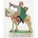 A Minton porcelain flatback figure of Don Quixote, early 19th century, the figure on a gilt decor...