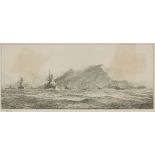 William Lionel Wyllie RA RI RE,  British 1851-1931-  The Rock of Gibraltar; Westminster and Blac...