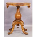 A Victorian walnut side table, third quarter 19th century, the rectangular top inset with floral ...