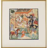 A group of six reproduction prints of early Mughal paintings, from the Lalit Kalā Akademi series ...