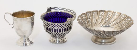 An Edwardian silver swing handled sugar bowl, Birmingham, 1905, possibly Barker Brothers (maker's...