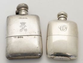 An Edwardian silver hip flask, London, 1910, Lawn & Alder, of rectangular rounded form, with engr...