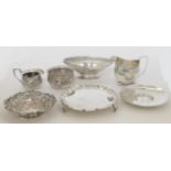 A small group of silver, comprising: a George III cream jug, London, 1806, maker's mark rubbed, w...