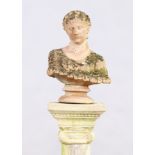 A Victorian terracotta bust of Clytie after the Townley marble, of typical form with socle base, ...