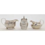 Three Georgian silver cream jugs, comprising: one example, London, 1799, possibly John Merry (mak...