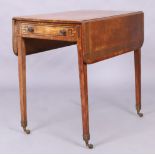 A George III inlaid mahogany Pembroke table, first quarter 19th century, the crossbanded top abov...