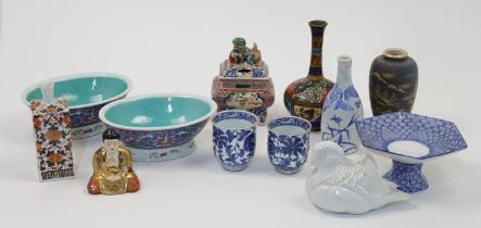 A collection of Chinese and Japanese ceramics and cloisonné wares, 20th century, to include a pai...