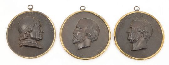 Three Bois Durci portrait roundels, second half 19th century, to include depictions of Pope Pius ...