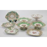 A selection of floral decorated porcelain, 19th century and later, to include a pair of Coalport ...