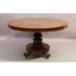 An early Victorian rosewood circular breakfast table, second quarter 19th century, the circular t...