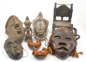 A collection of African and Near Eastern items, 20th century, to include: a Baoule mask, 39cm hig...