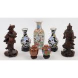 A group of Chinese objects, late 19th / early 20th century, comprising: a small Canton famille ro...