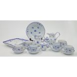 A Meissen porcelain tea set, early 20th century, blue crossed swords with incised double cancella...