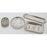 A small group of pin dishes, comprising: a George IV silver dish, London, 1825, Joseph Craddock &...