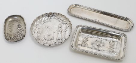 A small group of pin dishes, comprising: a George IV silver dish, London, 1825, Joseph Craddock &...