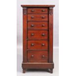 A Victorian mahogany Wellington chest, third quarter 19th century, with six graduated drawers, ra...