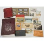 A silver mounted leather photograph album, London, 1906, W H Jackson & Son, containing integral e...
