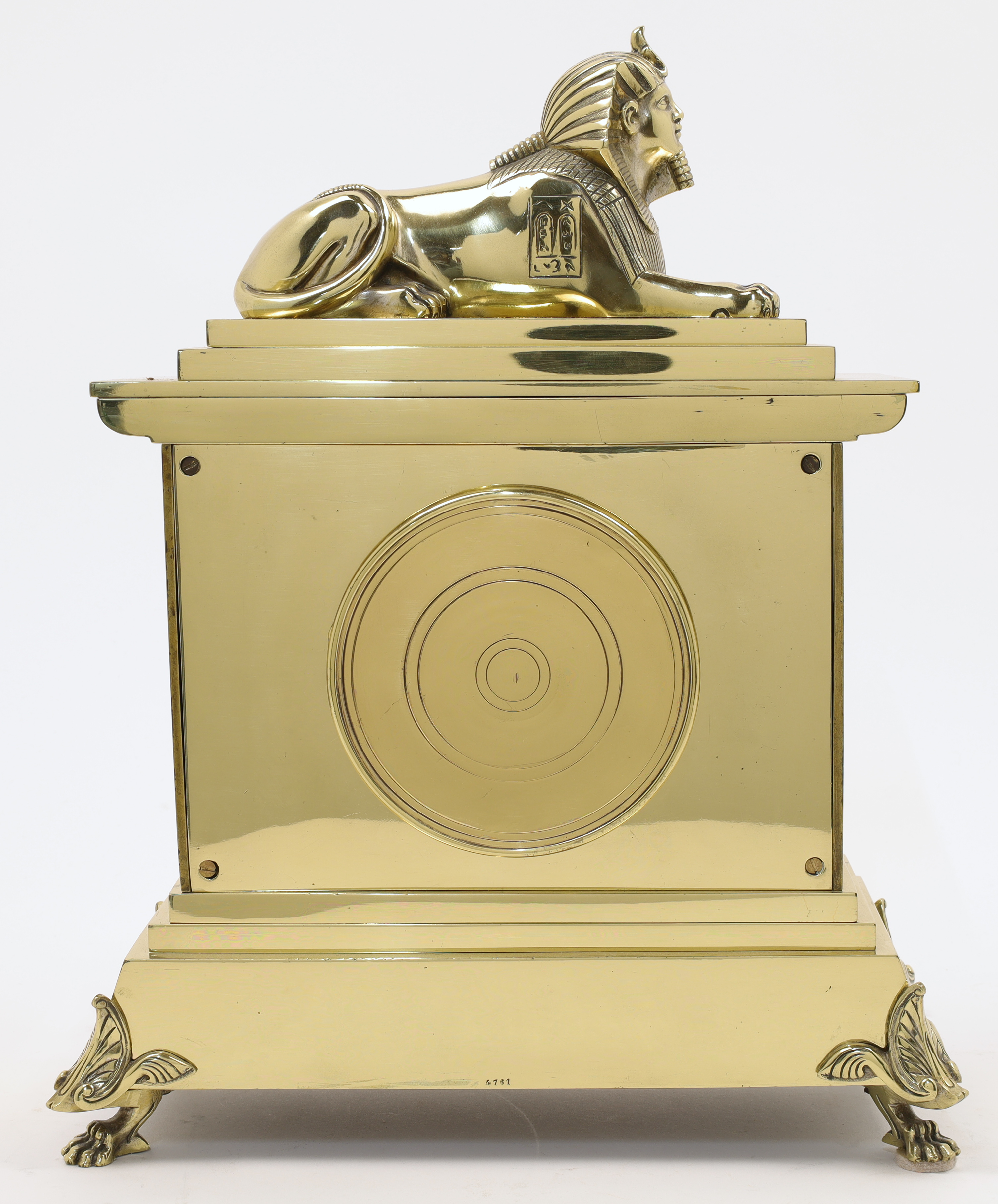 A French brass Egyptian Revival mantel clock, by Achille Brocot of Paris, 19th century, the case ... - Image 2 of 3