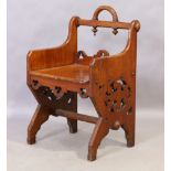 A Victorian gothic revival ‘Puginesque’ mahogany armchair, third quarter 19th century, 77cm high,...