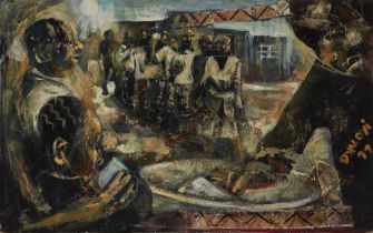 Ricky Dyaloyi,  South African b.1974 -  Endurance, 1997;  mixed media on canvas, signed and dat...