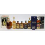 A group of various blended scotch whiskies, comprising: Johnnie Walker Blue Label, a single 75cl ...