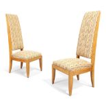 Manner of Dominique, a pair of French Art Deco fireside chairs, c.1930, beech with fabric upholst...