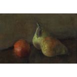 George Weissbort,  Belgian 1928-2013-  Still life of pears;  oil on board, 14.5 x 22.3 cm, (ARR...