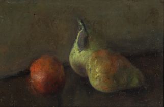 George Weissbort,  Belgian 1928-2013-  Still life of pears;  oil on board, 14.5 x 22.3 cm, (ARR...