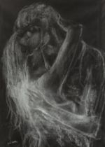 John Hutton,  New Zealander 1906-1978 -  Two figures embracing;  pastel on paper, signed lower ...