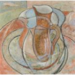 British School,  mid to late 20th century -  Still life of intersecting jugs, 1976;  mixed tech...