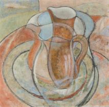 British School,  mid to late 20th century -  Still life of intersecting jugs, 1976;  mixed tech...