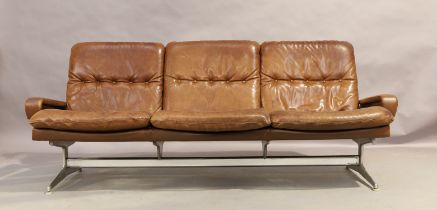 Andre Vandenbueck (b.1931) for Strässle  Three seat 'King' sofa, circa 1970 Leather, aluminium 8...