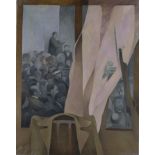 Miklós Somos,  Hungarian 1933-2009 -  Crowd at a political rally, 1979;  oil on canvas, signed ...