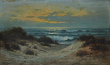 Nels Hagerup,  Norwegian/American 1864-1922 -  Seascape with sand dunes;  oil on canvas laid do...