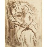Philip Naviasky,  British 1894-1983 -  Mother and Child;  brown chalk on paper, signed upper ri...