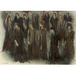 Nelly Vágó, Hungarian 1937-2006 -  Theatrical designs;  pastel and ink on paper, signed lower l...