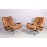 Andre Vandenbueck (b.1931) for Strässle  Pair of 'King' swivel lounge chairs, circa 1970  Leathe...