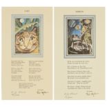 Ted Hughes and R.J. Lloyd, 20th Century, Shrew; Cat, each from The Cat and the Cuckoo, 1987; ea...