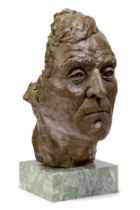 Karin Jonzen RBA FRBS,  British 1914-1998 -  Head of man:  painted resin, H37.5 x W15.7 x D16.5...
