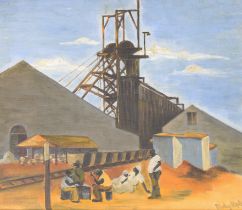 Phoebus Kaplan,  South African mid 20th century -  South African mining scene;  oil on canvas b...