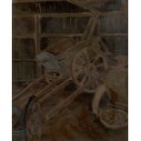 Gerald Reitlinger,  British 1900-1978 -  Wagon in a barn;  oil on canvas, stamped on the revers...