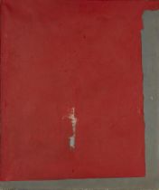 British School,  Abstract composition in red;  oil on canvas, 55 x 46 cm (ARR)  Note: This work...