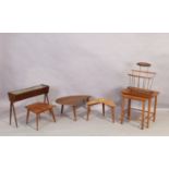 A group of mid-century furniture, comprising: a Utility teak boomerang table, a further teak kidn...