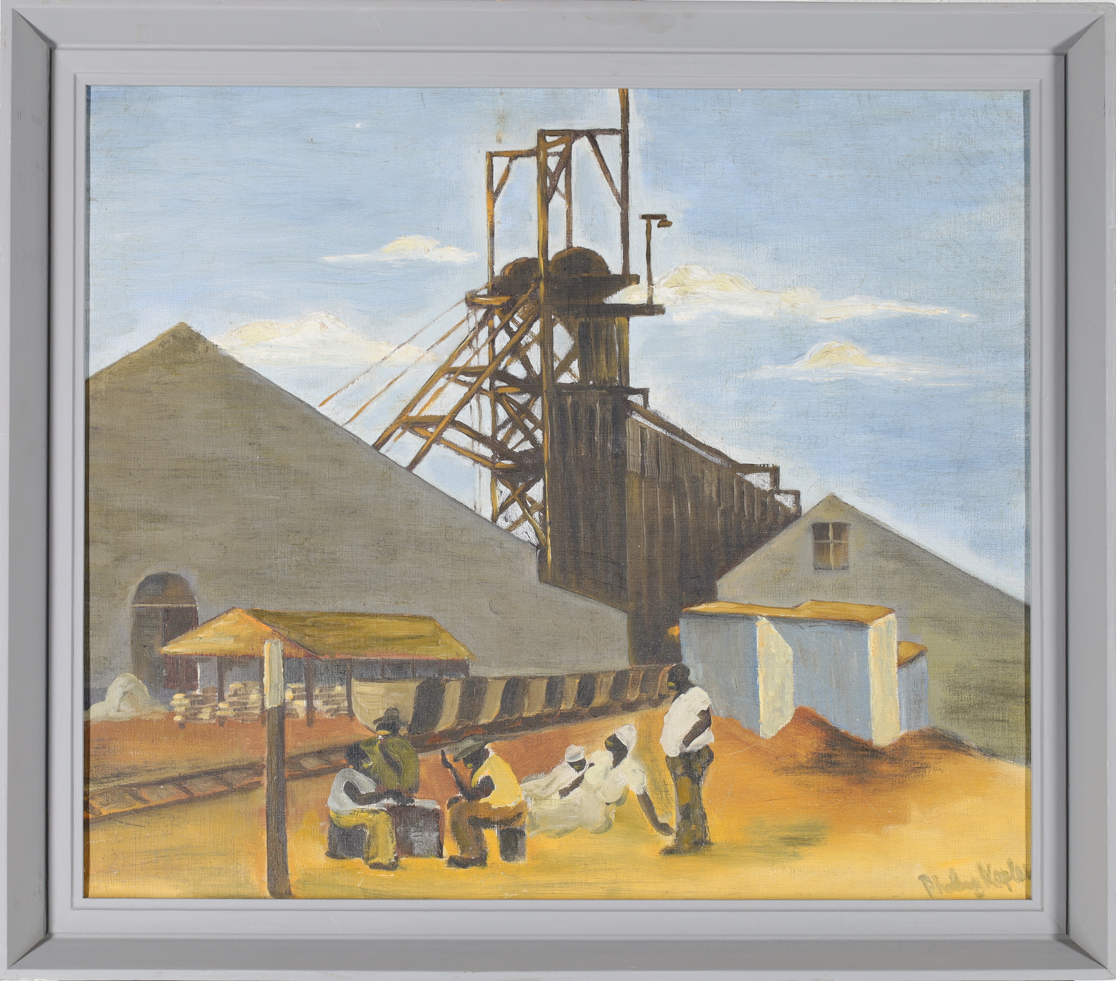 Phoebus Kaplan,  South African mid 20th century -  South African mining scene;  oil on canvas b... - Image 2 of 2