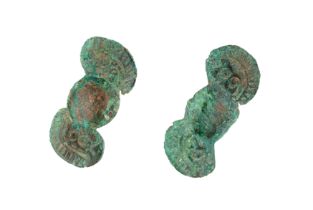 Two Scythian bronze fittings, circa 700-400 Century B.C., both in figure-of-eight form, with zoom...